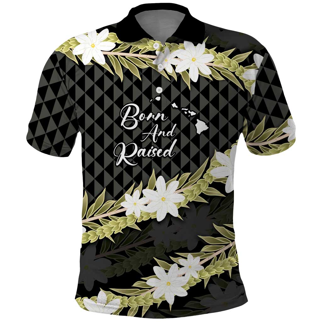 Born And Raised Aloha Hawaii Polo Shirt Kanaka Kakau Hawaiian Tiare Pakalana Lei - Polynesian Pride