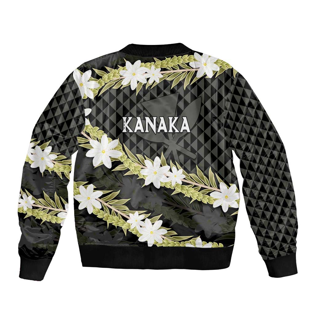 Born And Raised Aloha Hawaii Sleeve Zip Bomber Jacket Kanaka Kakau Hawaiian Tiare Pakalana Lei - Polynesian Pride