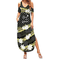 Born And Raised Aloha Hawaii Summer Maxi Dress Kanaka Kakau Hawaiian Tiare Pakalana Lei - Polynesian Pride