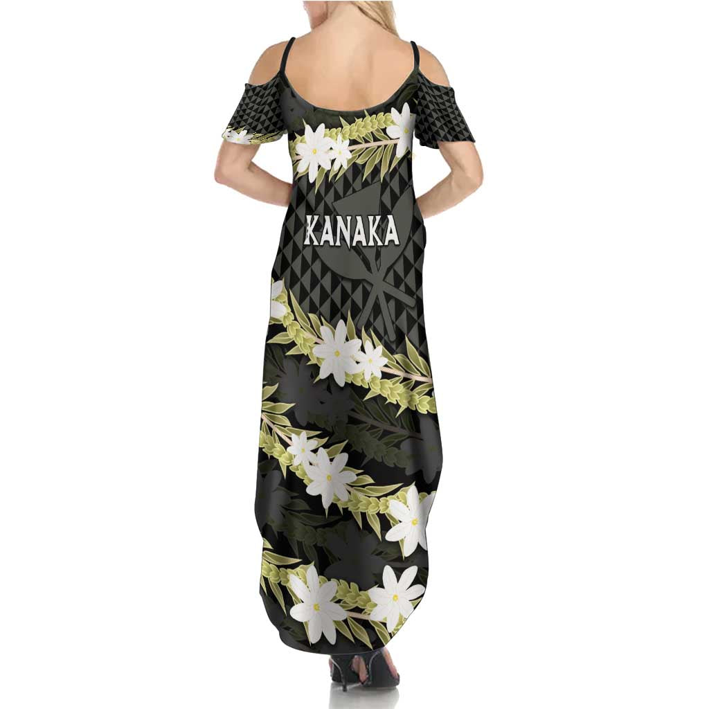 Born And Raised Aloha Hawaii Summer Maxi Dress Kanaka Kakau Hawaiian Tiare Pakalana Lei - Polynesian Pride