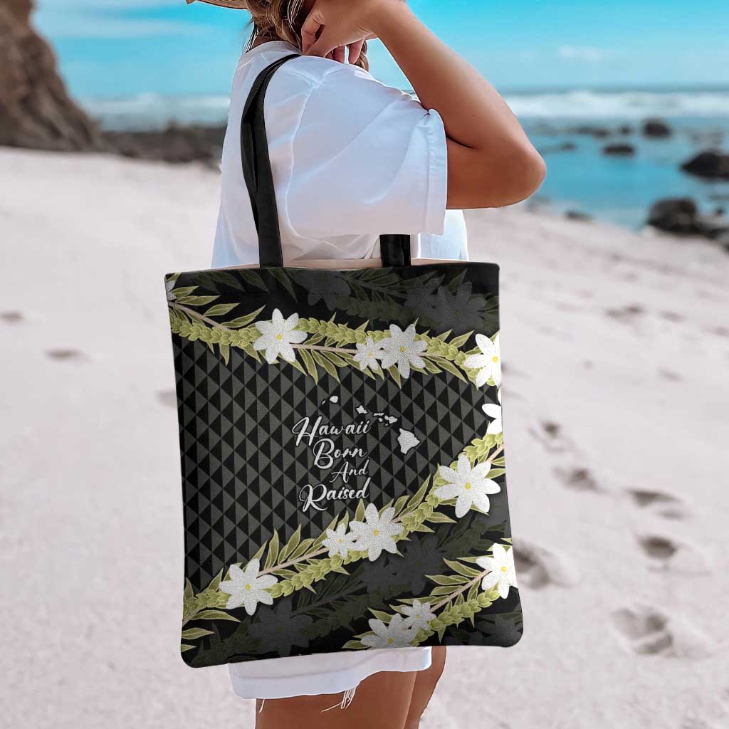 Born And Raised Aloha Hawaii Tote Bag Kanaka Kakau Hawaiian Tiare Pakalana Lei - Polynesian Pride