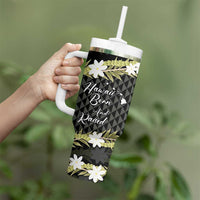 Born And Raised Aloha Hawaii Tumbler With Handle Kanaka Kakau Hawaiian Tiare Pakalana Lei - Polynesian Pride