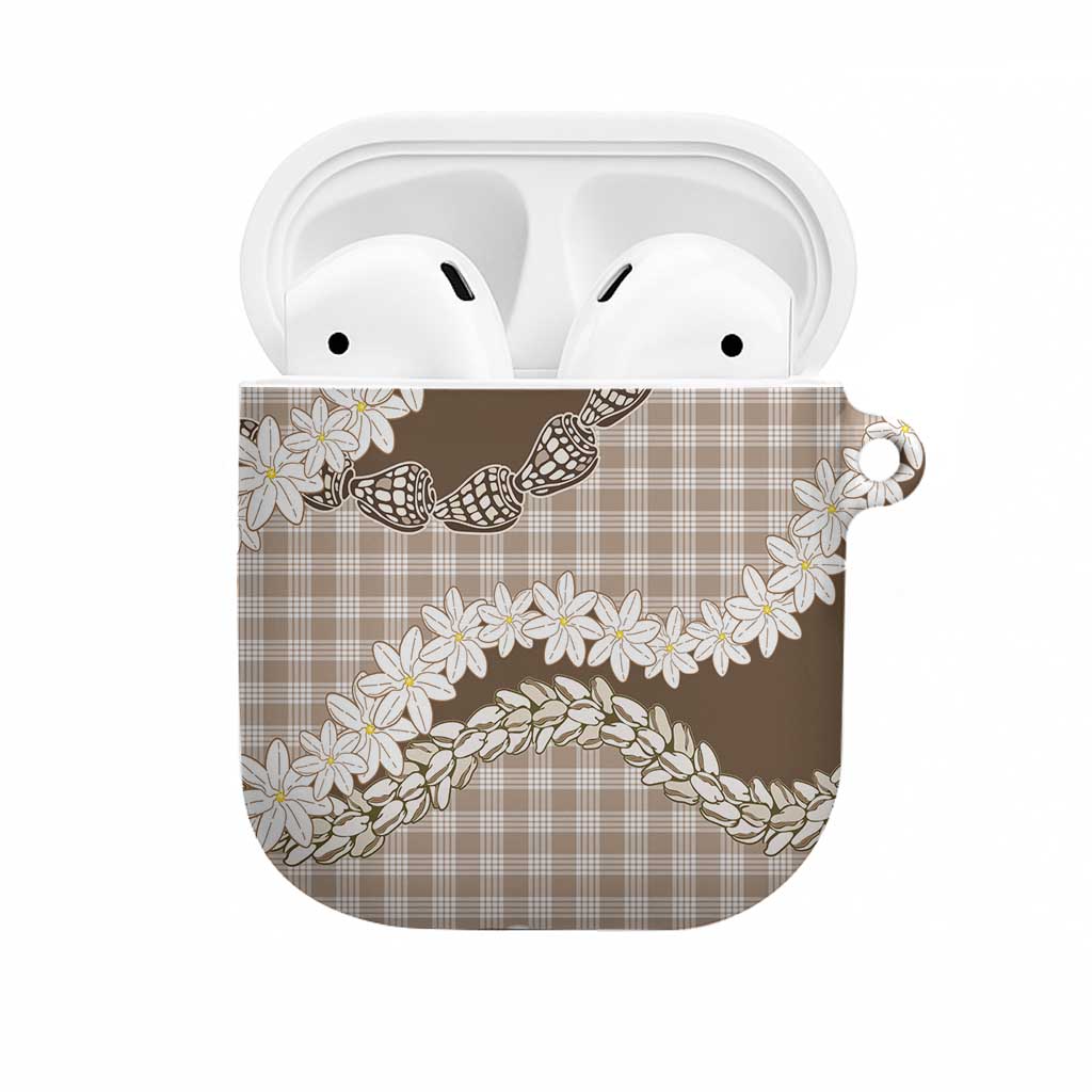 Brown Hawaii Tiare and Shell Lei AirPods Case Hawaiian Palaka Luxury Vibes - Polynesian Pride