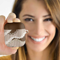 Brown Hawaii Tiare and Shell Lei AirPods Case Hawaiian Palaka Luxury Vibes - Polynesian Pride