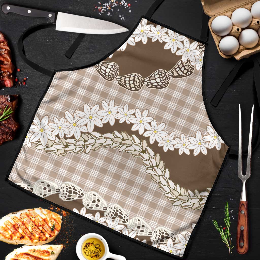 Brown Hawaii Tiare and Shell Lei Apron Hawaiian Palaka Luxury Vibes LT14 Brown - Polynesian Pride