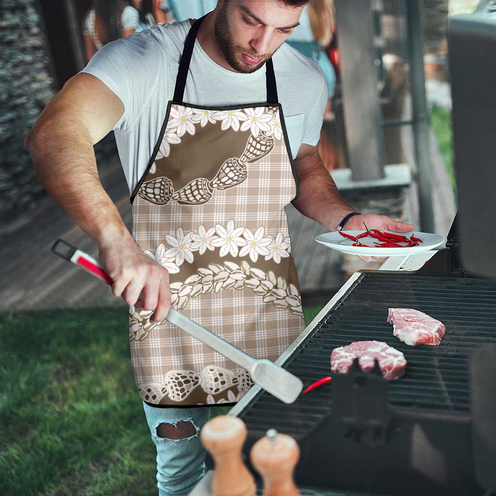 Brown Hawaii Tiare and Shell Lei Apron Hawaiian Palaka Luxury Vibes LT14 - Polynesian Pride