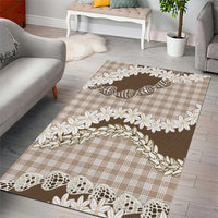 Brown Hawaii Tiare and Shell Lei Area Rug Hawaiian Palaka Luxury Vibes - Polynesian Pride