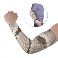 Brown Hawaii Tiare and Shell Lei Arm Sleeves Hawaiian Palaka Luxury Vibes LT14 Set of 2 Brown - Polynesian Pride