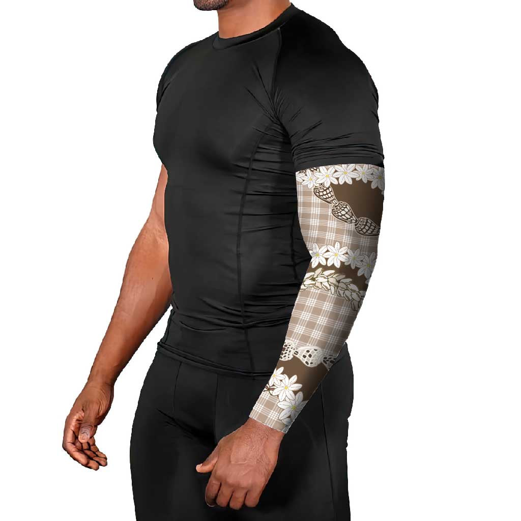 Brown Hawaii Tiare and Shell Lei Arm Sleeves Hawaiian Palaka Luxury Vibes LT14 - Polynesian Pride