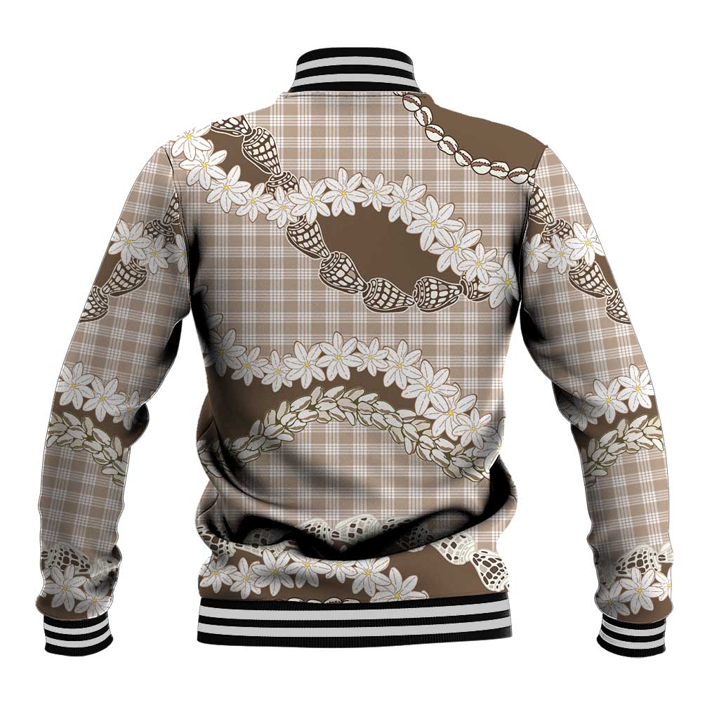 Brown Hawaii Tiare and Shell Lei Baseball Jacket Hawaiian Palaka Luxury Vibes LT14 - Polynesian Pride