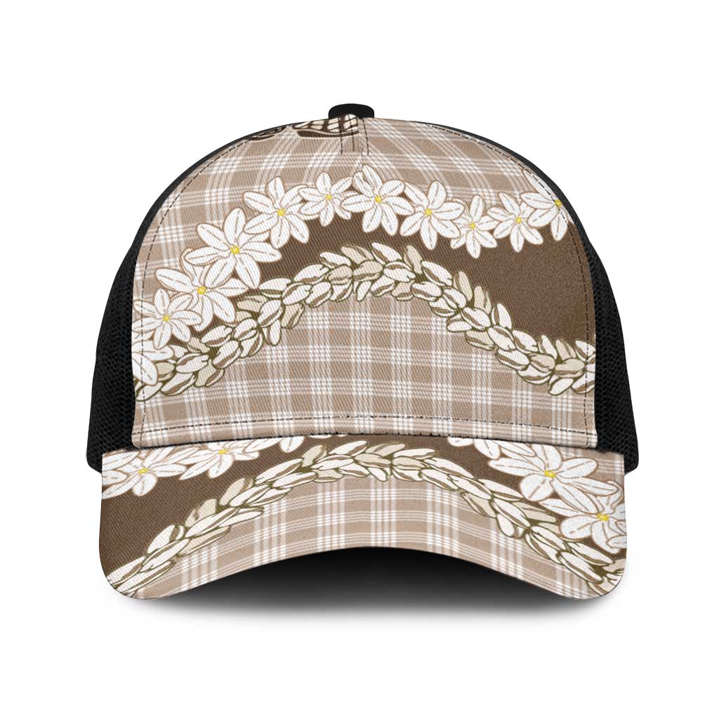Brown Hawaii Tiare and Shell Lei Baseball Net Cap Hawaiian Palaka Luxury Vibes LT14 One Size Black Brown - Polynesian Pride