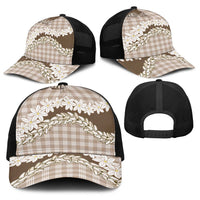Brown Hawaii Tiare and Shell Lei Baseball Net Cap Hawaiian Palaka Luxury Vibes LT14 - Polynesian Pride