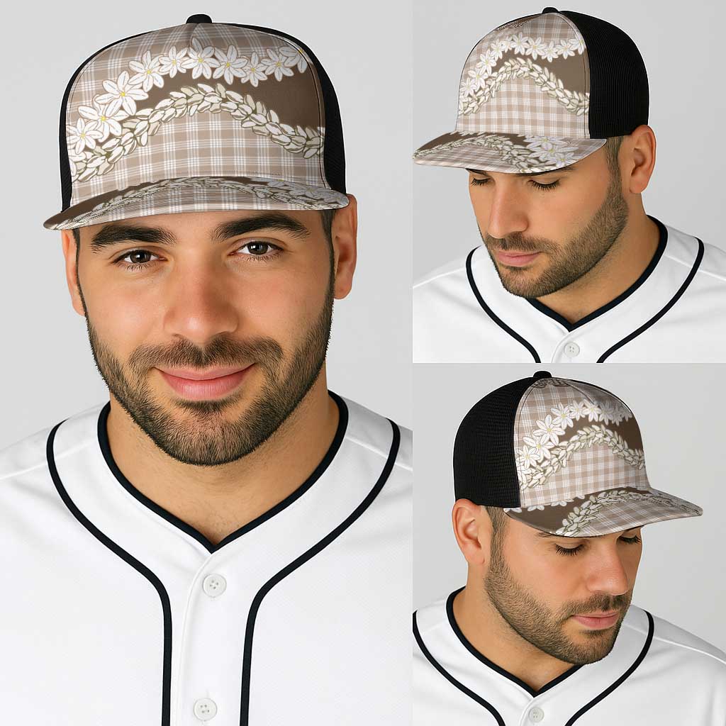 Brown Hawaii Tiare and Shell Lei Baseball Net Cap Hawaiian Palaka Luxury Vibes LT14 - Polynesian Pride