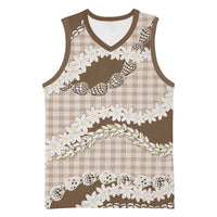 Brown Hawaii Tiare and Shell Lei Basketball Jersey Hawaiian Palaka Luxury Vibes LT14 Unisex Brown - Polynesian Pride