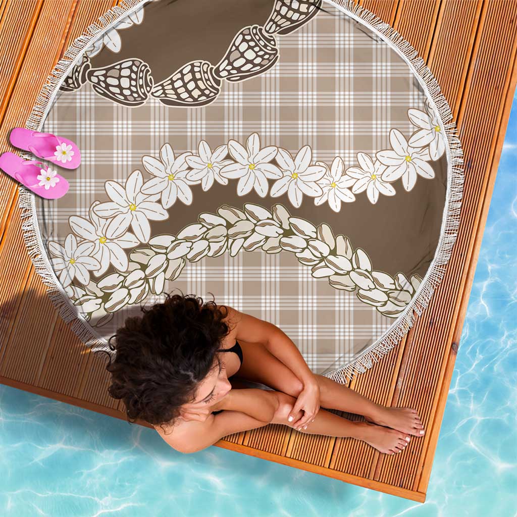 Brown Hawaii Tiare and Shell Lei Beach Blanket Hawaiian Palaka Luxury Vibes - Polynesian Pride