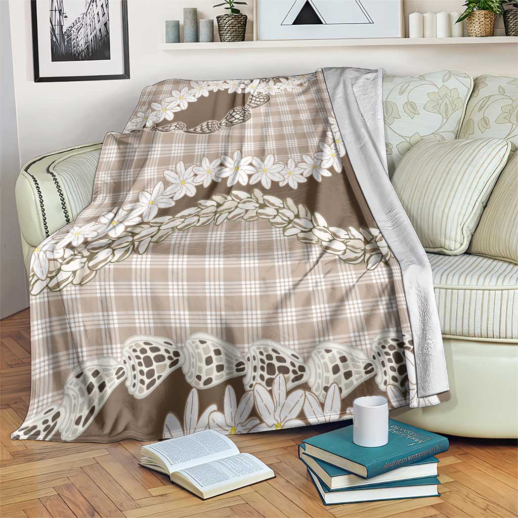 Brown Hawaii Tiare and Shell Lei Blanket Hawaiian Palaka Luxury Vibes - Polynesian Pride