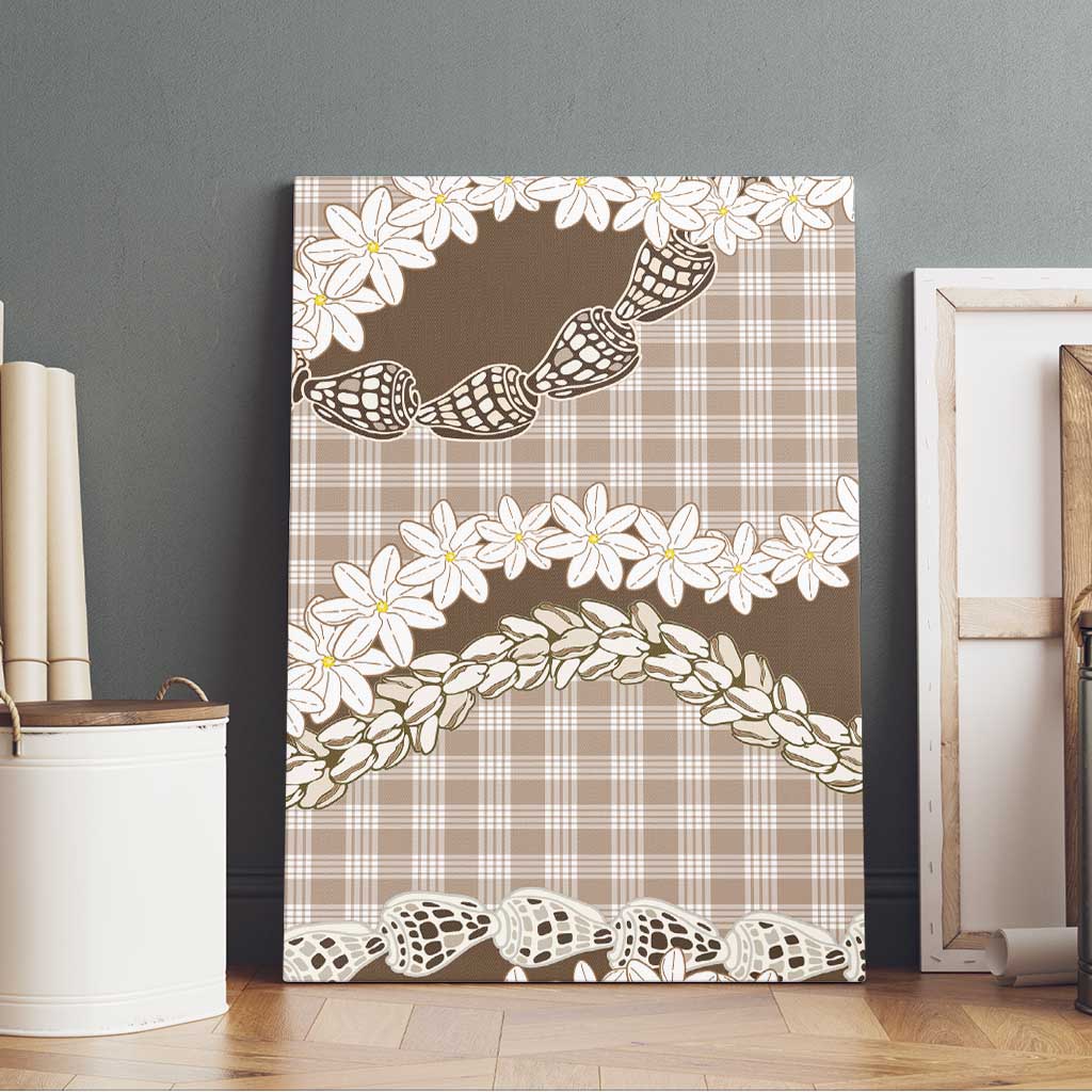 Brown Hawaii Tiare and Shell Lei Canvas Wall Art Hawaiian Palaka Luxury Vibes LT14 - Polynesian Pride