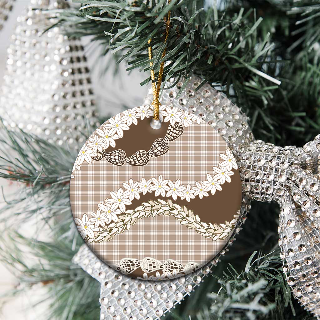 Brown Hawaii Tiare and Shell Lei Ceramic Ornament Hawaiian Palaka Luxury Vibes - Polynesian Pride