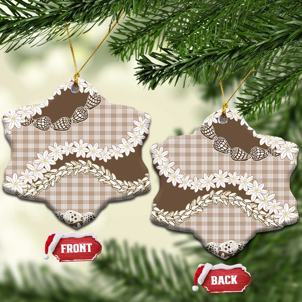 Brown Hawaii Tiare and Shell Lei Ceramic Ornament Hawaiian Palaka Luxury Vibes - Polynesian Pride