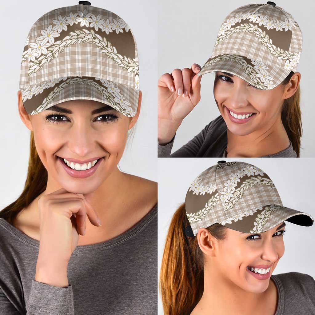 Brown Hawaii Tiare and Shell Lei Classic Cap Hawaiian Palaka Luxury Vibes LT14 - Polynesian Pride