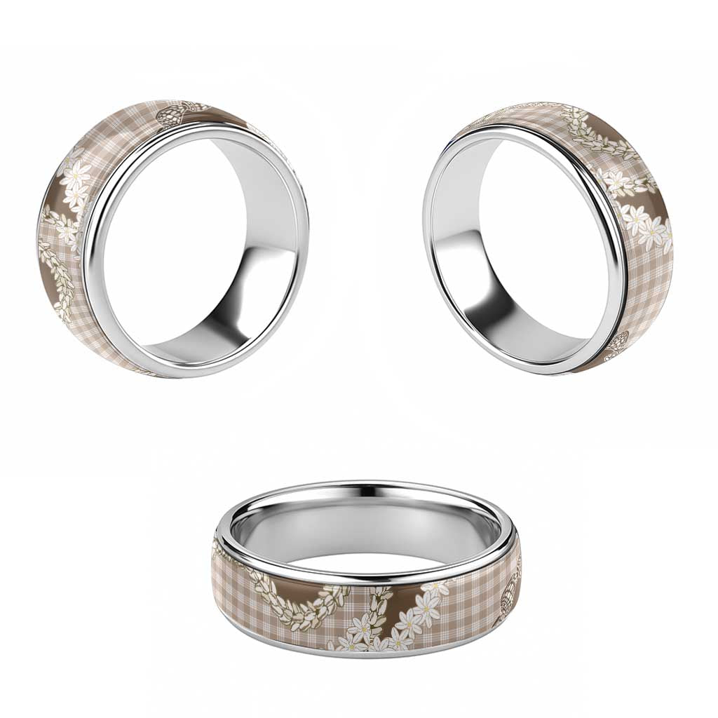 Brown Hawaii Tiare and Shell Lei Classic Ring Hawaiian Palaka Luxury Vibes LT14 - Polynesian Pride