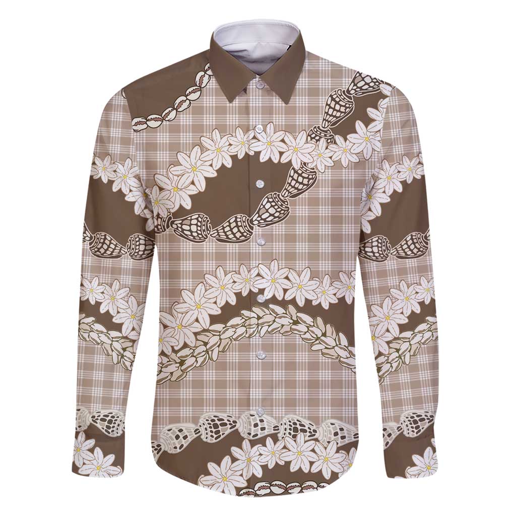 Brown Hawaii Tiare and Shell Lei Family Matching Mermaid Dress and Hawaiian Shirt Hawaiian Palaka Luxury Vibes - Polynesian Pride