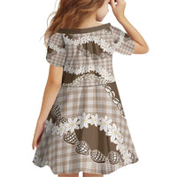 Brown Hawaii Tiare and Shell Lei Family Matching Short Sleeve Bodycon Dress and Hawaiian Shirt Hawaiian Palaka Luxury Vibes - Polynesian Pride