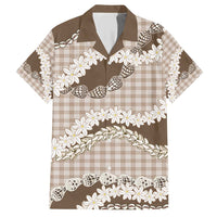 Brown Hawaii Tiare and Shell Lei Family Matching Short Sleeve Bodycon Dress and Hawaiian Shirt Hawaiian Palaka Luxury Vibes - Polynesian Pride