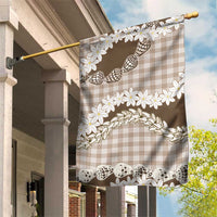 Brown Hawaii Tiare and Shell Lei Garden Flag Hawaiian Palaka Luxury Vibes - Polynesian Pride