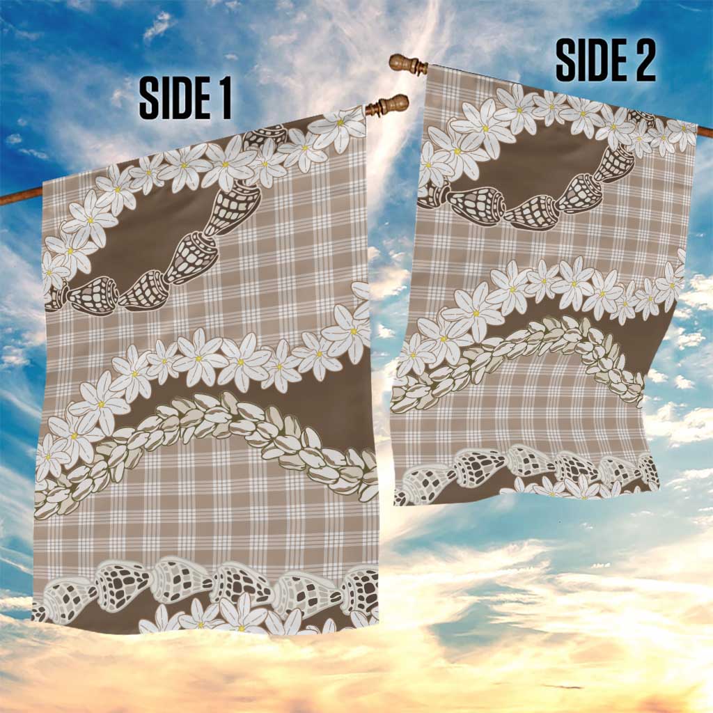 Brown Hawaii Tiare and Shell Lei Garden Flag Hawaiian Palaka Luxury Vibes - Polynesian Pride