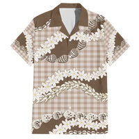 Brown Hawaii Tiare and Shell Lei Hawaiian Shirt Hawaiian Palaka Luxury Vibes - Polynesian Pride