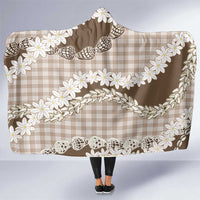 Brown Hawaii Tiare and Shell Lei Hooded Blanket Hawaiian Palaka Luxury Vibes LT14 One Size Brown - Polynesian Pride