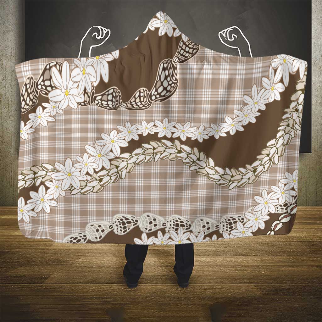Brown Hawaii Tiare and Shell Lei Hooded Blanket Hawaiian Palaka Luxury Vibes LT14 - Polynesian Pride