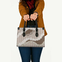 Brown Hawaii Tiare and Shell Lei Leather Bag Hawaiian Palaka Luxury Vibes - Polynesian Pride
