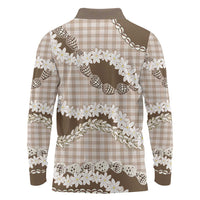 Brown Hawaii Tiare and Shell Lei Long Sleeve Polo Shirt Hawaiian Palaka Luxury Vibes LT14 - Polynesian Pride