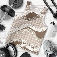 Brown Hawaii Tiare and Shell Lei Men Tank Top Hawaiian Palaka Luxury Vibes LT14 - Polynesian Pride