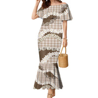 Brown Hawaii Tiare and Shell Lei Mermaid Dress Hawaiian Palaka Luxury Vibes - Polynesian Pride