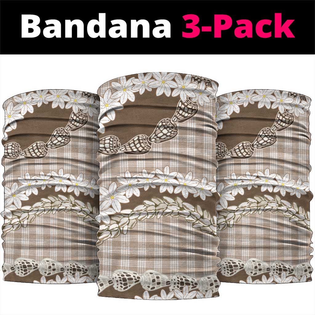 Brown Hawaii Tiare and Shell Lei Neck Gaiter Hawaiian Palaka Luxury Vibes LT14 package One Size: 25*50cm Brown - Polynesian Pride