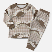 Brown Hawaii Tiare and Shell Lei Christmas Pajama Set Hawaiian Palaka Luxury Vibes - Polynesian Pride