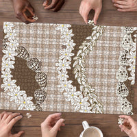 Brown Hawaii Tiare and Shell Lei Puzzle Hawaiian Palaka Luxury Vibes LT14 - Polynesian Pride