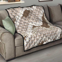 Brown Hawaii Tiare and Shell Lei Quilt Hawaiian Palaka Luxury Vibes - Polynesian Pride