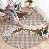 Brown Hawaii Tiare and Shell Lei Round Carpet Hawaiian Palaka Luxury Vibes - Polynesian Pride