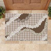 Brown Hawaii Tiare and Shell Lei Rubber Doormat Hawaiian Palaka Luxury Vibes - Polynesian Pride