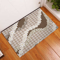 Brown Hawaii Tiare and Shell Lei Rubber Doormat Hawaiian Palaka Luxury Vibes - Polynesian Pride