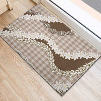 Brown Hawaii Tiare and Shell Lei Rubber Doormat Hawaiian Palaka Luxury Vibes - Polynesian Pride