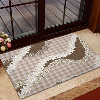 Brown Hawaii Tiare and Shell Lei Rubber Doormat Hawaiian Palaka Luxury Vibes - Polynesian Pride