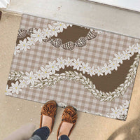 Brown Hawaii Tiare and Shell Lei Rubber Doormat Hawaiian Palaka Luxury Vibes - Polynesian Pride