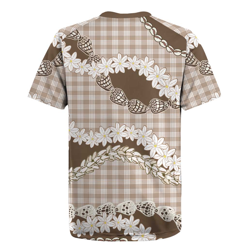 Brown Hawaii Tiare and Shell Lei Rugby Jersey Hawaiian Palaka Luxury Vibes LT14 - Polynesian Pride
