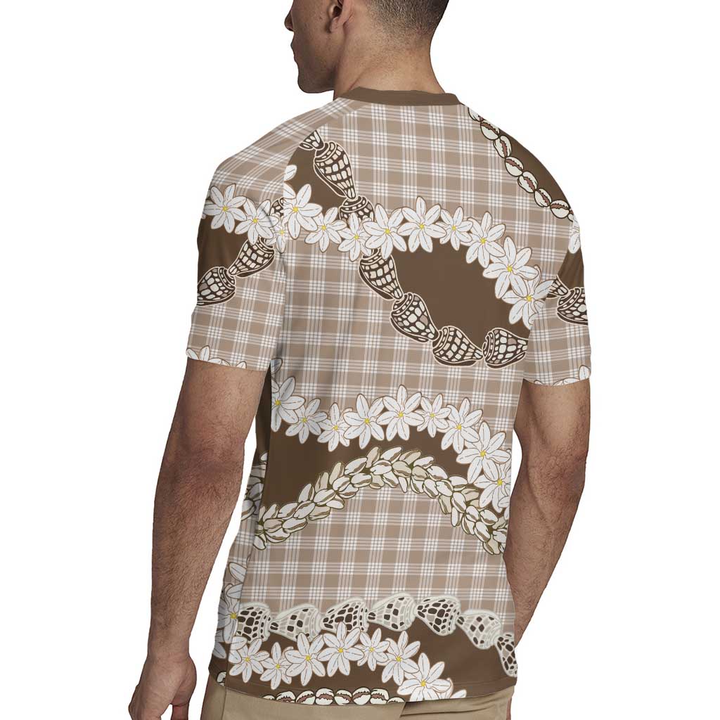 Brown Hawaii Tiare and Shell Lei Rugby Jersey Hawaiian Palaka Luxury Vibes LT14 - Polynesian Pride