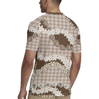 Brown Hawaii Tiare and Shell Lei Rugby Jersey Hawaiian Palaka Luxury Vibes LT14 - Polynesian Pride